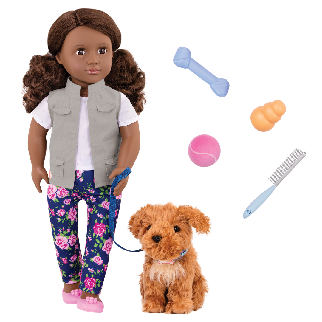 Malia - OG Doll & Pet - Doll with Brown Hair & Brown Eyes - Pet Poodle Pup with Brown Fur - Toys & Gifts - Our Generation UK