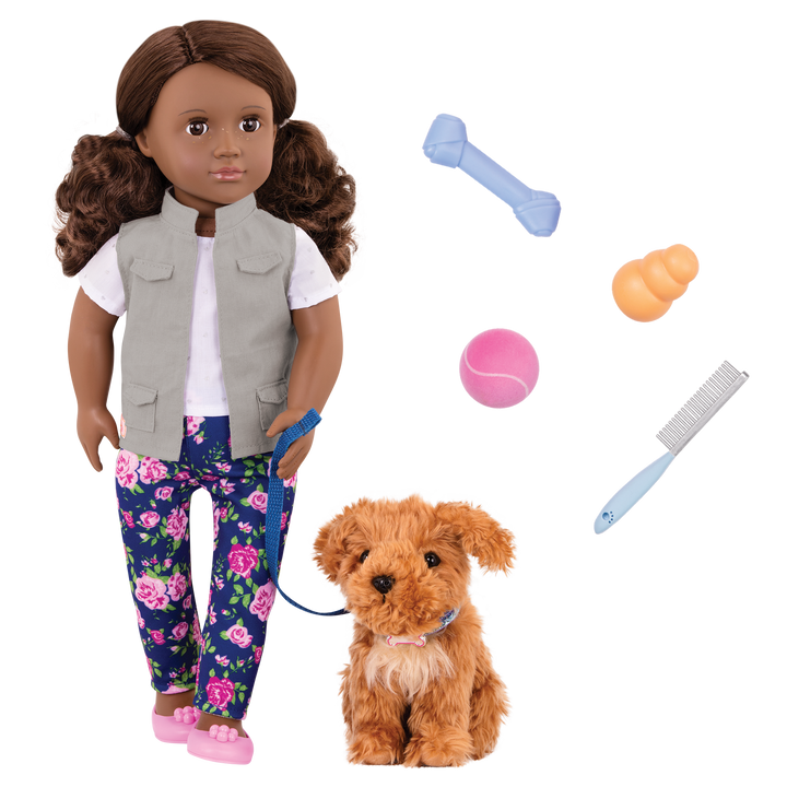 Malia - OG Doll & Pet - Doll with Brown Hair & Brown Eyes - Pet Poodle Pup with Brown Fur - Toys & Gifts - Our Generation UK