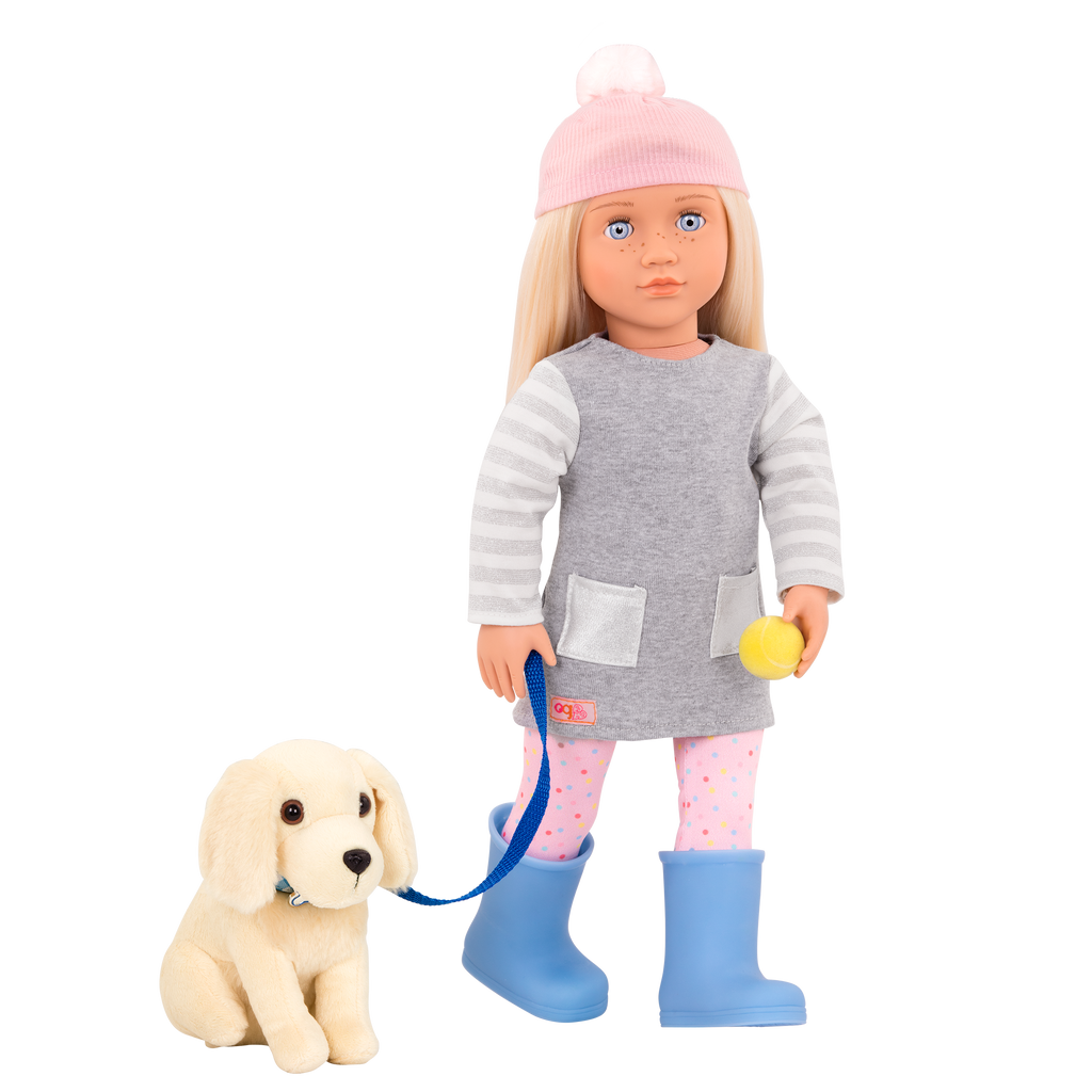 Meagan - 46cm Doll & Pet - OG Doll with Blonde Hair & Blue Eyes - 15cm Plush Golden Retriever Pup - Gifts for Ages 3 Years + - Our Generation