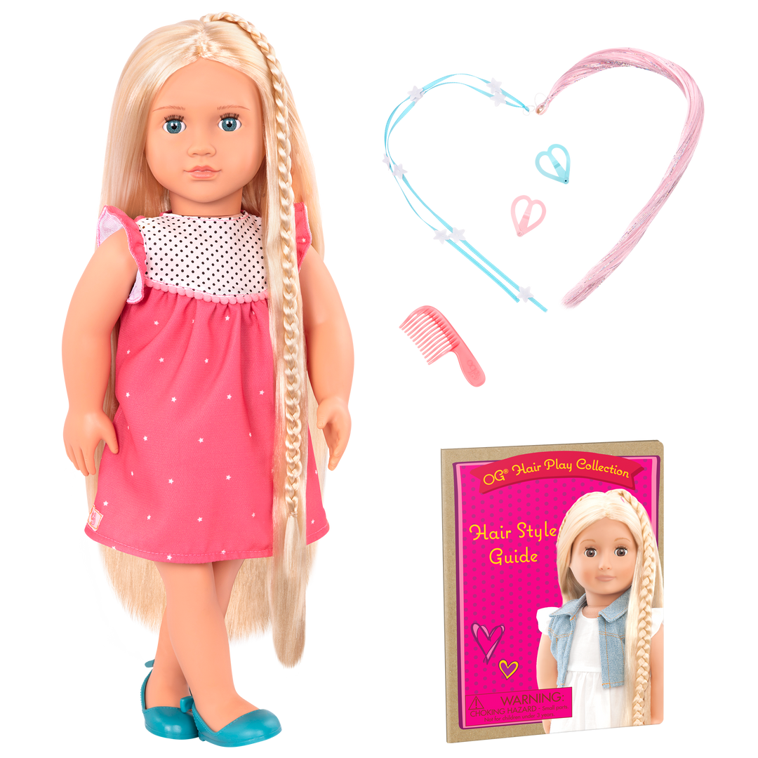 Hayley - 46cm Hairplay Doll - Doll with Long Blonde Hair & Blue Eyes - Hairstyling Accessories for Doll - Hair-Styling Booklet - Toys & Gifts - Our Generation