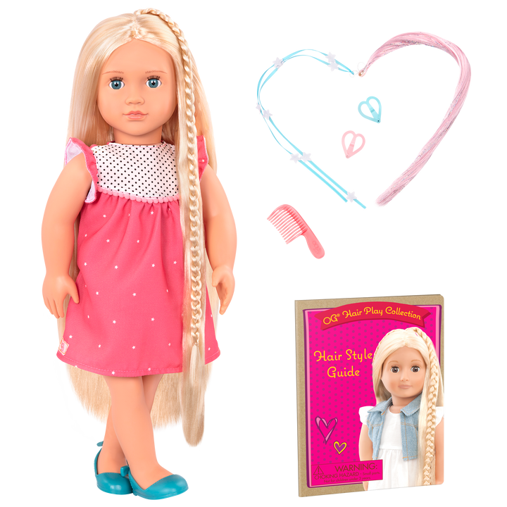 Hayley - 46cm Hairplay Doll - Doll with Long Blonde Hair & Blue Eyes - Hairstyling Accessories for Doll - Hair-Styling Booklet - Toys & Gifts - Our Generation