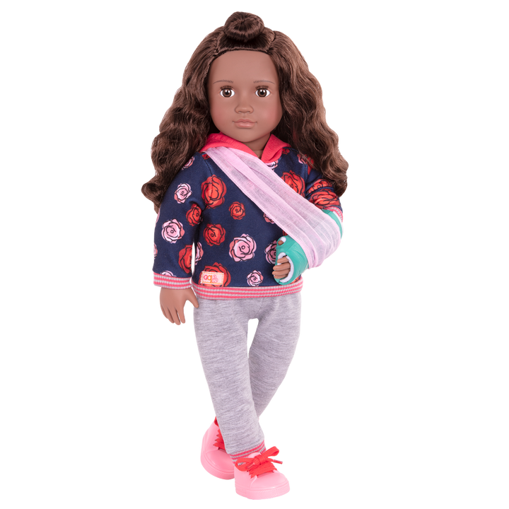 Keisha - 46cm Doll - Doll with Medical Accessories - Brown Hair & Brown Eyes - Doll with x2 Outfits & Storybook - Doll with Arm Cast - Toys & Gifts - Our Generation