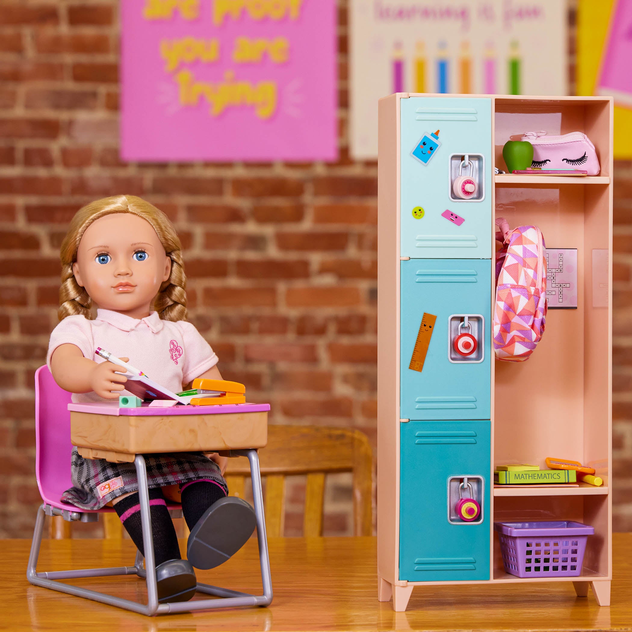 Classroom Cool Locker Set - School Locker Set for Dolls - School Accessories - Our Generation