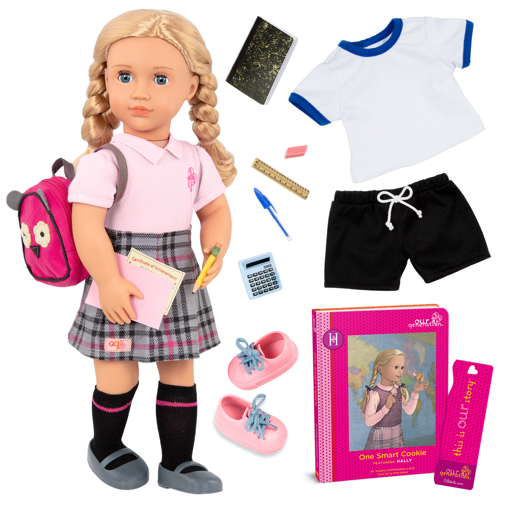 Hally - 46cm School Doll with Accessories - Posable Doll - Blonde Hair & Blue Eyes - Gift Ideas for Kids Ages 2 Years + - Our Generation