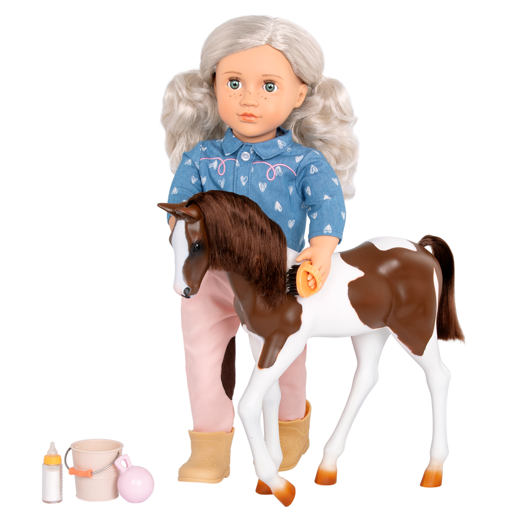 Yanira - 46cm Doll & Pet Foal - Doll with Blue Eyes & Grey Hair - Toys & Gifts for Kids - Our Generation