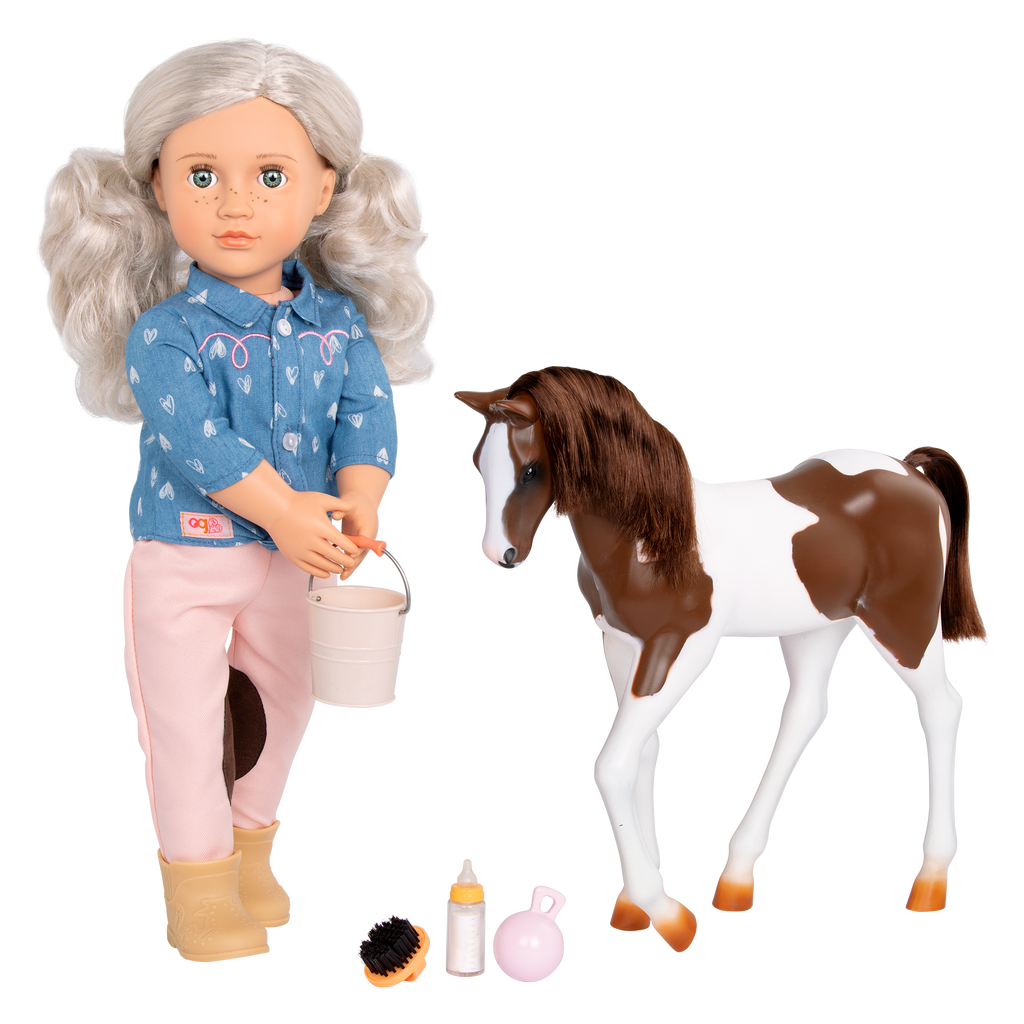Yanira - 46cm Doll & Pet Foal - Doll with Blue Eyes & Grey Hair - Toys & Gifts for Kids - Our Generation