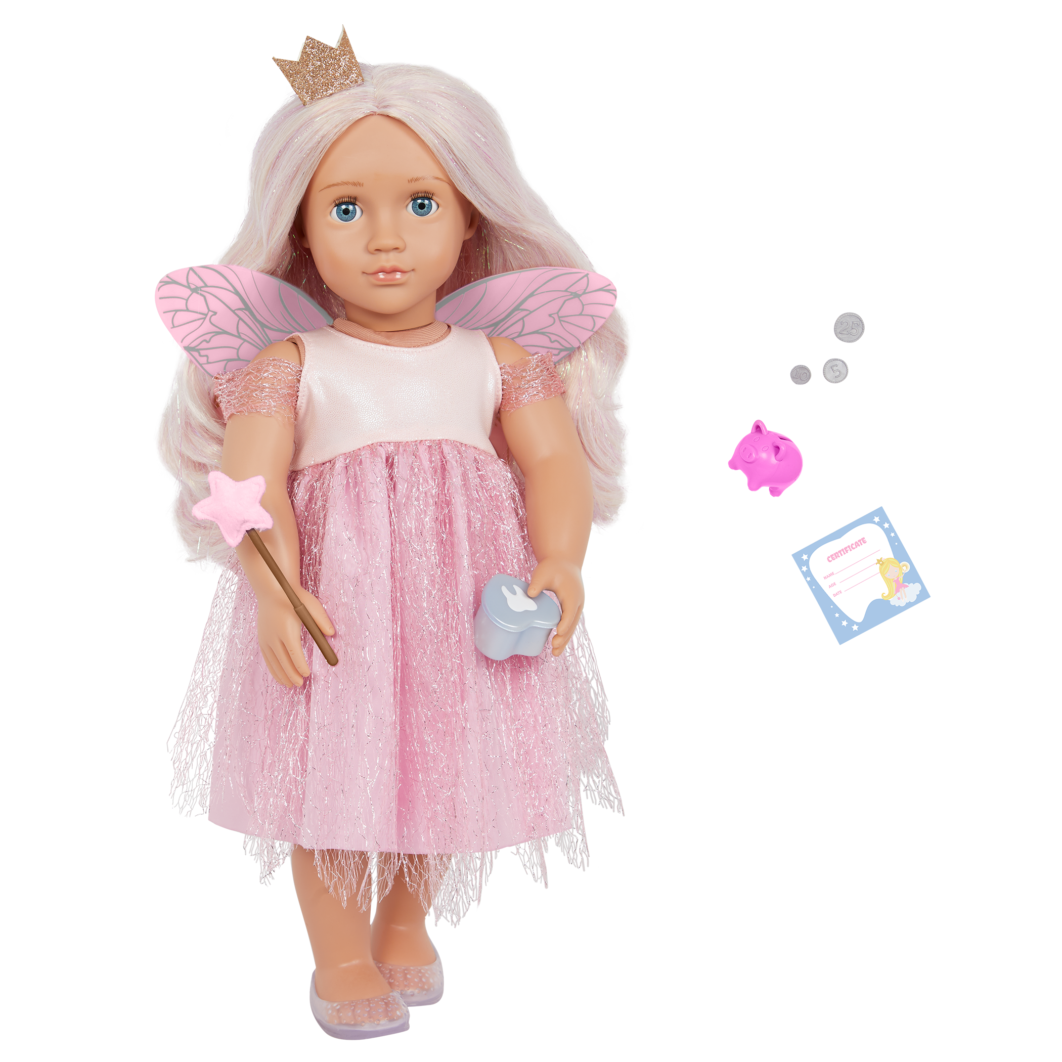 Twinkle - 46cm Tooth Fairy Doll - Doll with Grey Shimmery Hair & Blue Eyes - Toys for Kids Ages 3 Years + - Our Generation