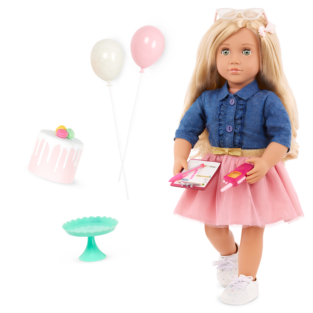 Emily - 46cm Party Planner Doll with Accessories - OG Doll with Green Eyes & Blonde Hair - Birthday Gifts for Ages 3 to 12 Years - Our Generation