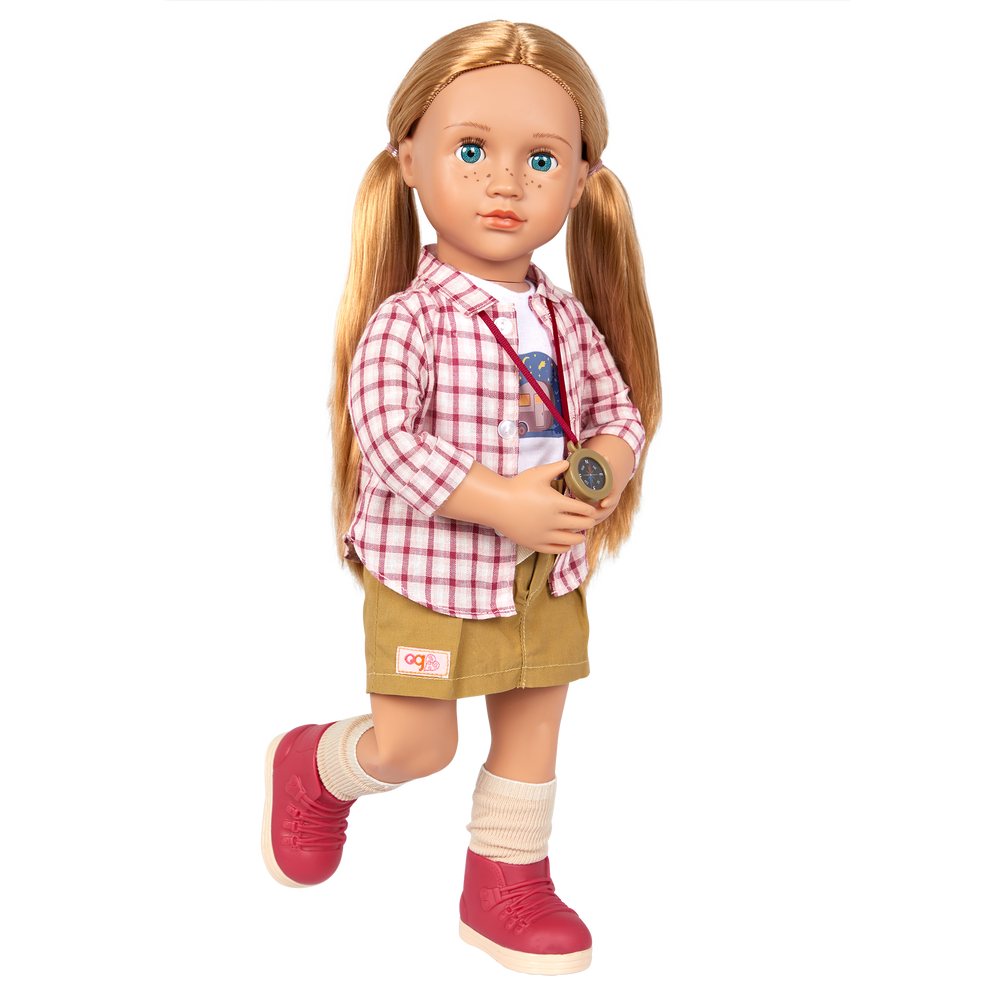Shannon - 46cm Travel Doll - Doll with Blue Eyes & Blonde Hair - Travel Doll & Storybook - Deluxe Dolls - Our Generation UK