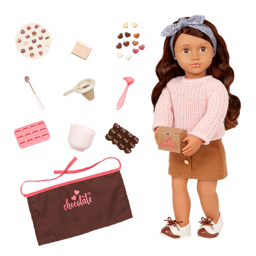Coco - 46cm Chocolate Making Doll - OG Doll with Brown Hair, Eyes & Freckles - Food Accessories - Gift Ideas for Kids - Our Generation UK