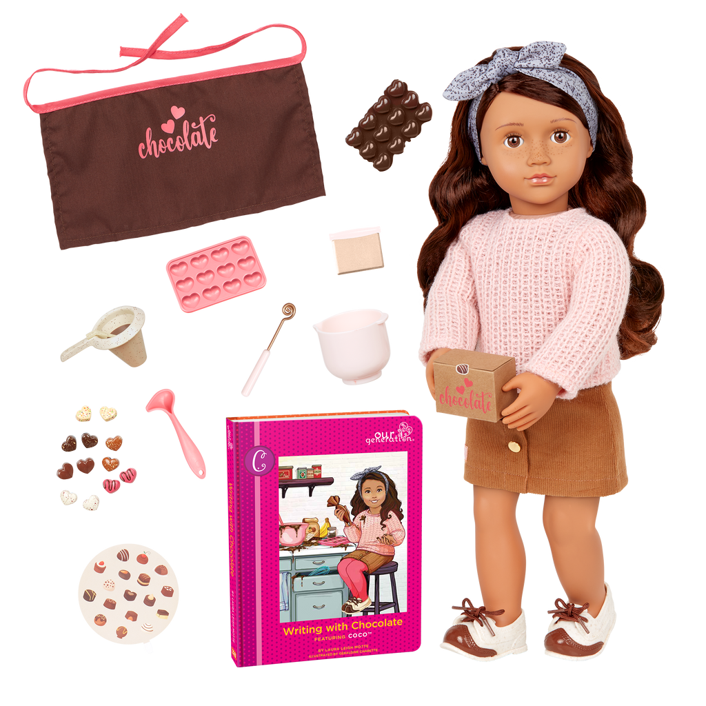 Coco - 46cm Chocolate Making Doll - OG Doll with Brown Hair, Eyes & Freckles - Food Accessories - Gift Ideas for Kids - Our Generation UK