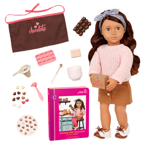 Coco - 46cm Chocolate Making Doll - OG Doll with Brown Hair, Eyes & Freckles - Food Accessories - Gift Ideas for Kids - Our Generation UK