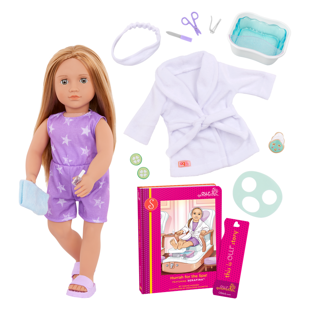 Serafina - 46cm Spa Day Doll - Deluxe Doll with Storybook - Spa Accessories - Toys & Gifts for Kids - Ages 3 Years + - Our Generation