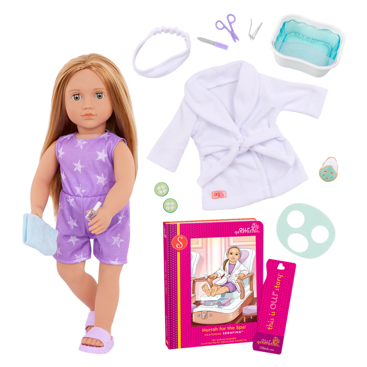 Serafina - 46cm Spa Day Doll - Deluxe Doll with Storybook - Spa Accessories - Toys & Gifts for Kids - Ages 3 Years + - Our Generation