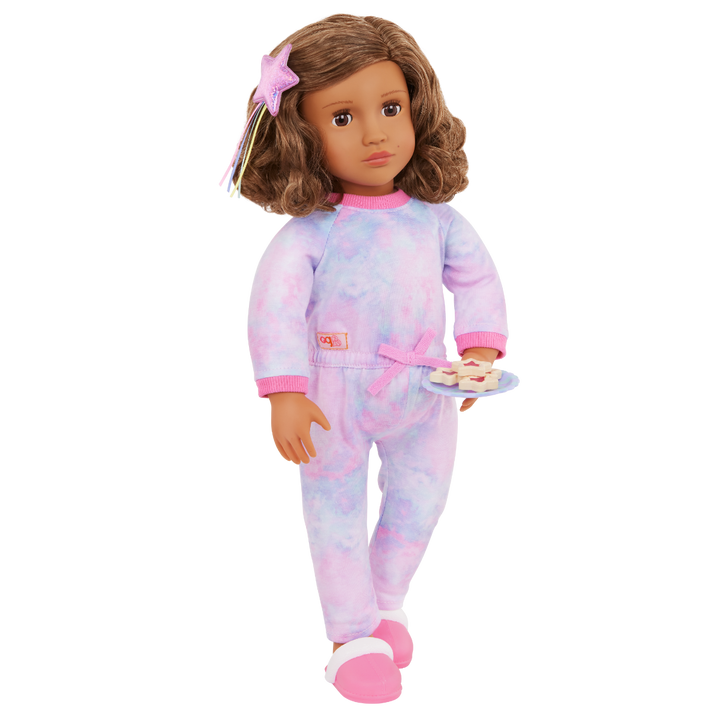 Luna - 46cm Sleepover Doll - OG Doll with Brown Hair & Eyes - Doll with Book and Sleepover Accessories - Toys & Gifts for Kids - Our Generation UK