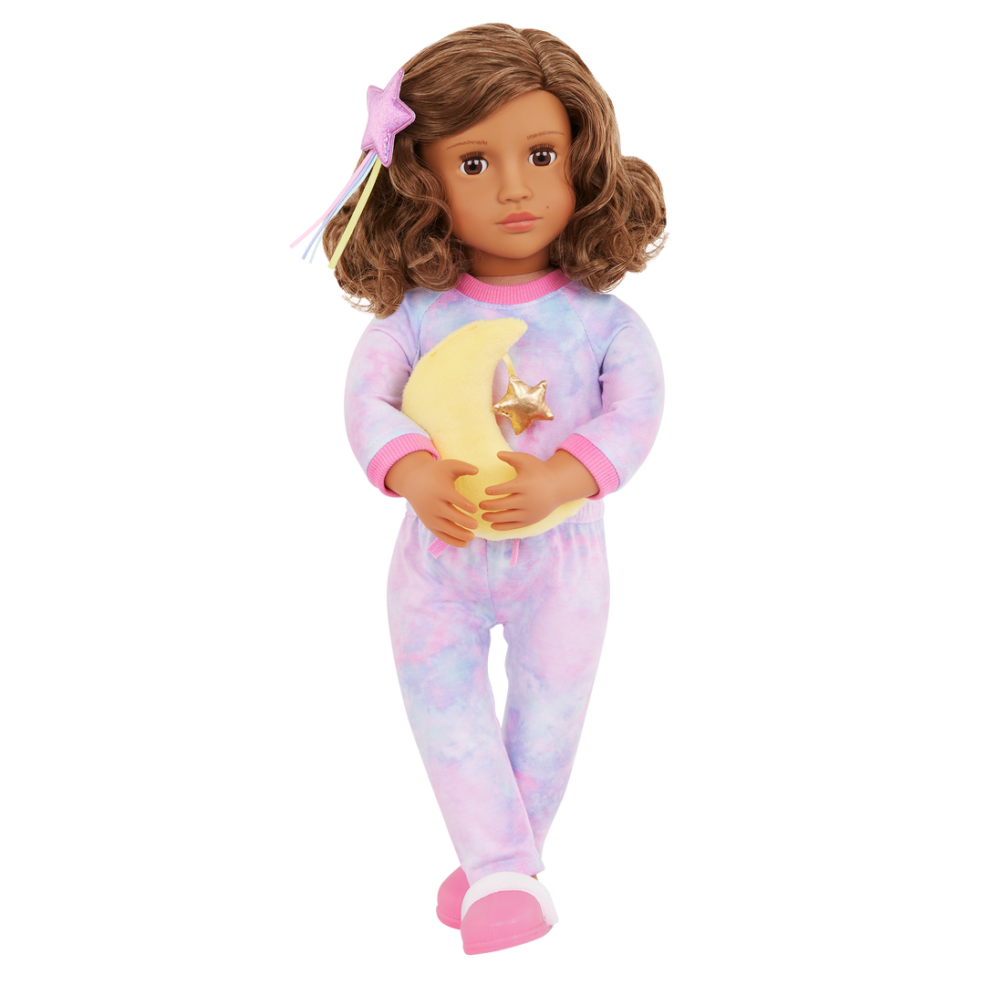 Luna - 46cm Sleepover Doll - OG Doll with Brown Hair & Eyes - Doll with Book and Sleepover Accessories - Toys & Gifts for Kids - Our Generation UK