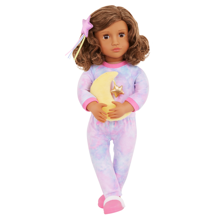 Luna - 46cm Sleepover Doll - OG Doll with Brown Hair & Eyes - Doll with Book and Sleepover Accessories - Toys & Gifts for Kids - Our Generation UK