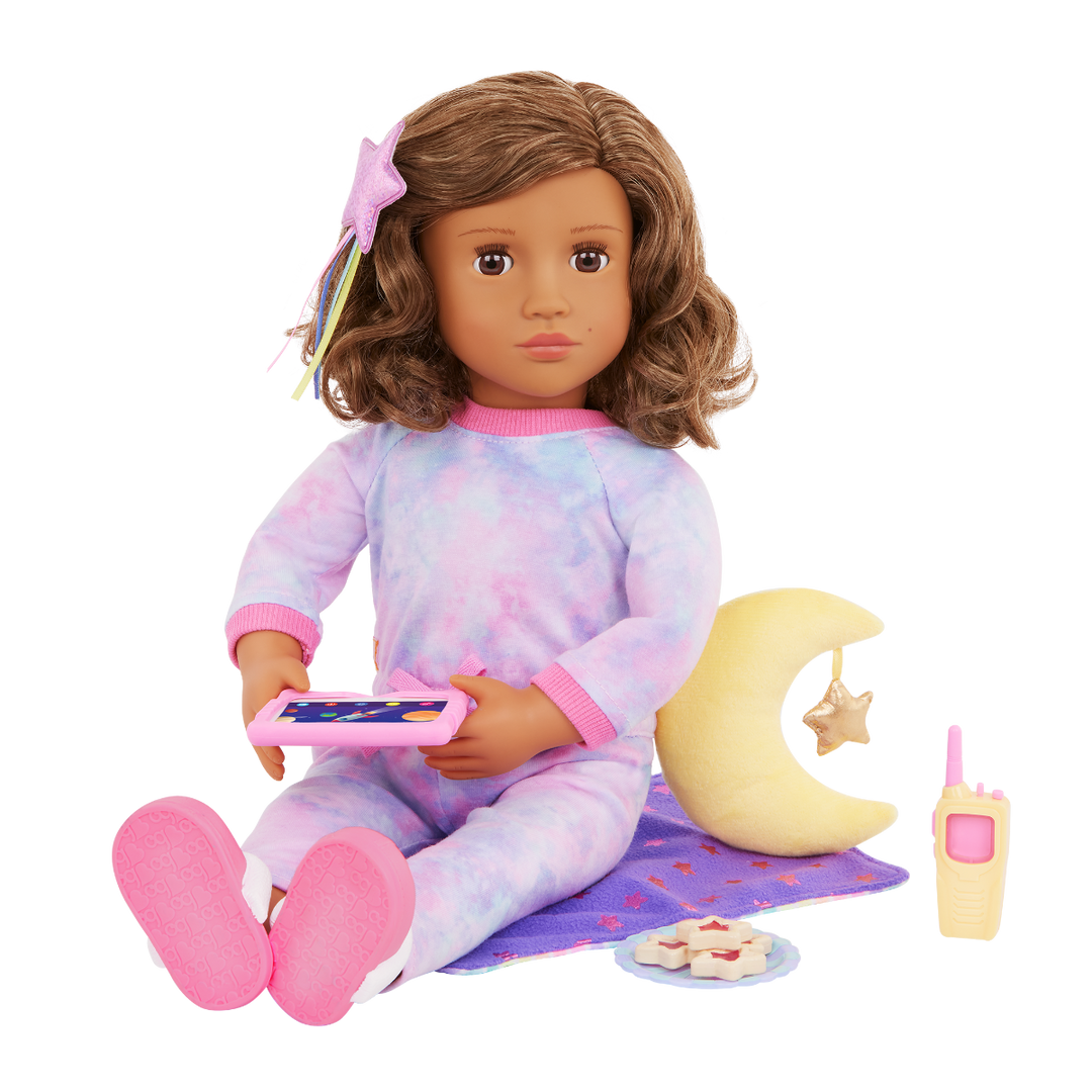 Luna - 46cm Sleepover Doll - OG Doll with Brown Hair & Eyes - Doll with Book and Sleepover Accessories - Toys & Gifts for Kids - Our Generation UK