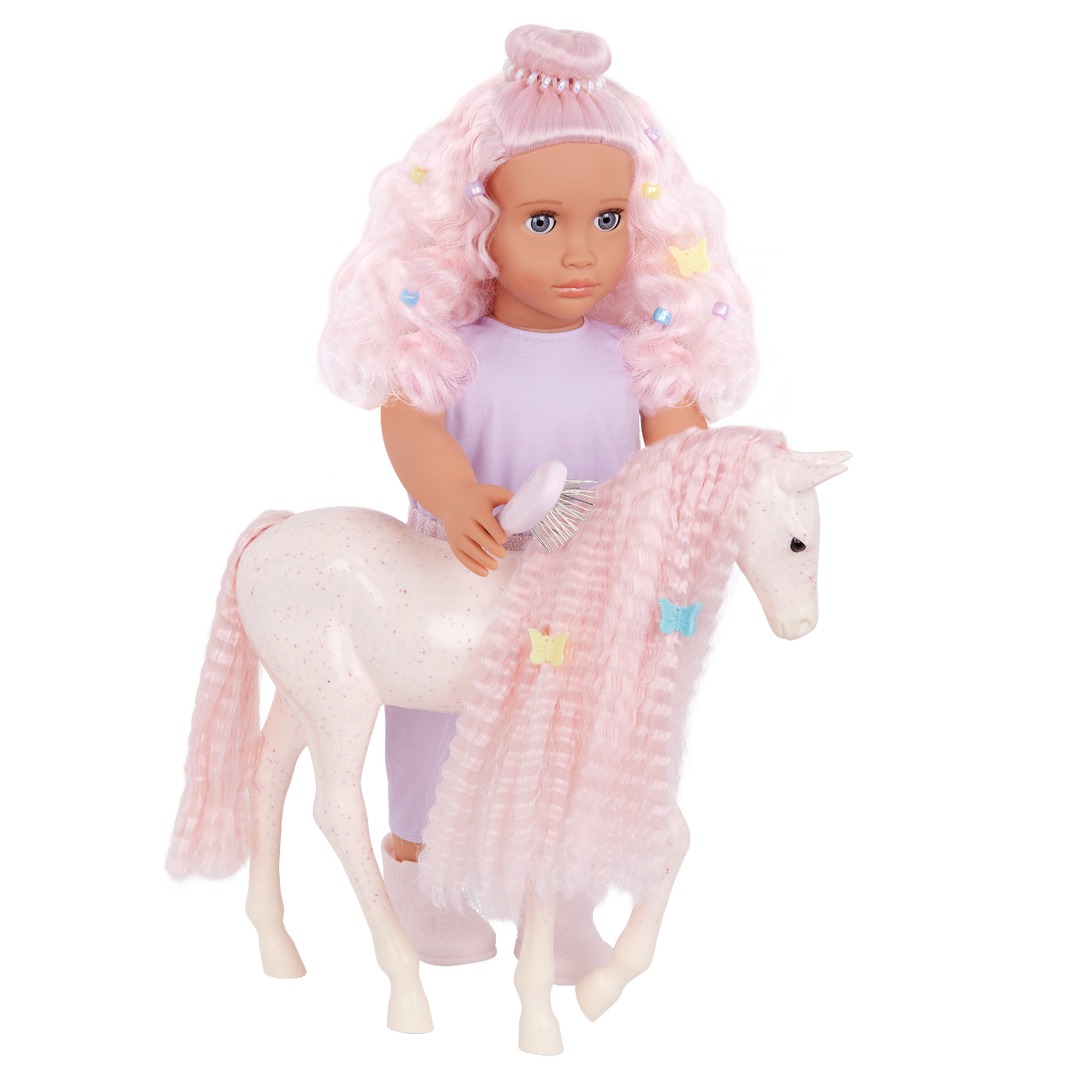 Elara & Lumina - 46cm OG Doll with Pet Foal - Doll with Pink Hair & Blue Eyes - Foal with Pink Hair & Brush - Doll & Pet - Gifts for Kids - Toys for Ages 3 to 12 Years - Our Generation