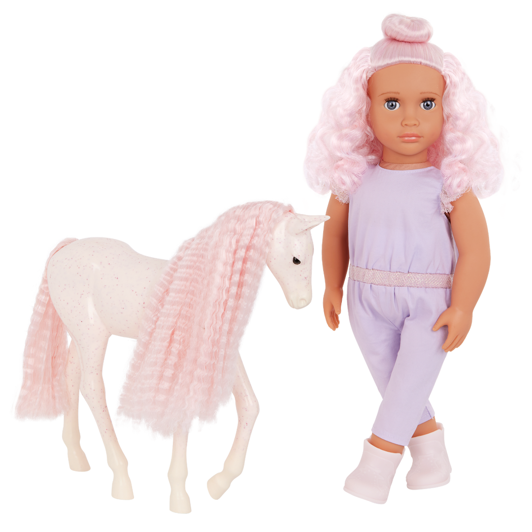 Elara & Lumina - 46cm OG Doll with Pet Foal - Doll with Pink Hair & Blue Eyes - Foal with Pink Hair & Brush - Doll & Pet - Gifts for Kids - Toys for Ages 3 to 12 Years - Our Generation