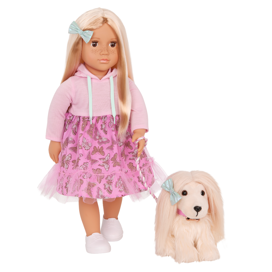 Hattie & Bella - 46cm Doll & Puppy - OG Doll with Blonde Hair, Brown Eyes & Freckles - Puppy with Cream Fur - Toys & Gifts for Girls - Ages 3 Years + - Our Generation