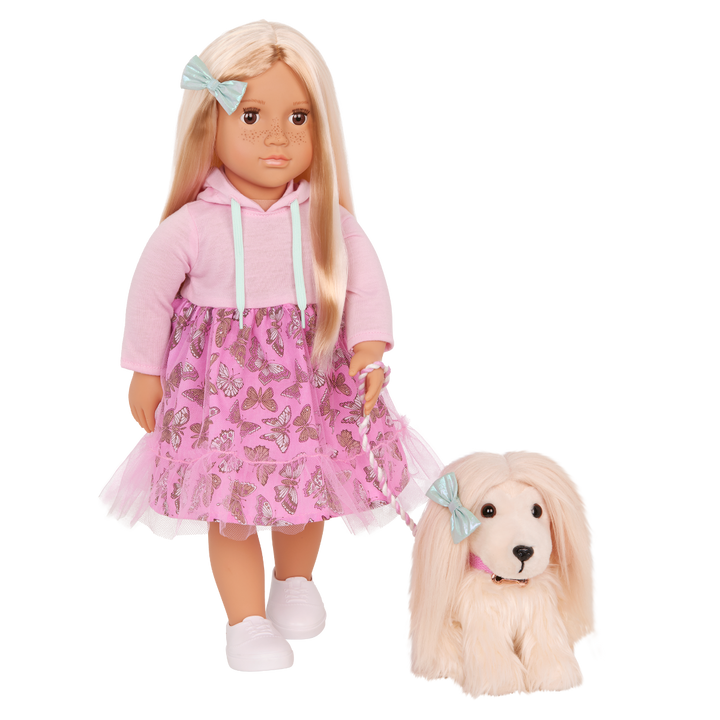 Hattie & Bella - 46cm Doll & Puppy - OG Doll with Blonde Hair, Brown Eyes & Freckles - Puppy with Cream Fur - Toys & Gifts for Girls - Ages 3 Years + - Our Generation