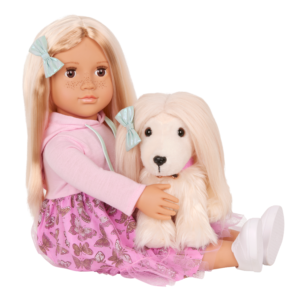 Hattie & Bella - 46cm Doll & Puppy - OG Doll with Blonde Hair, Brown Eyes & Freckles - Puppy with Cream Fur - Toys & Gifts for Girls - Ages 3 Years + - Our Generation