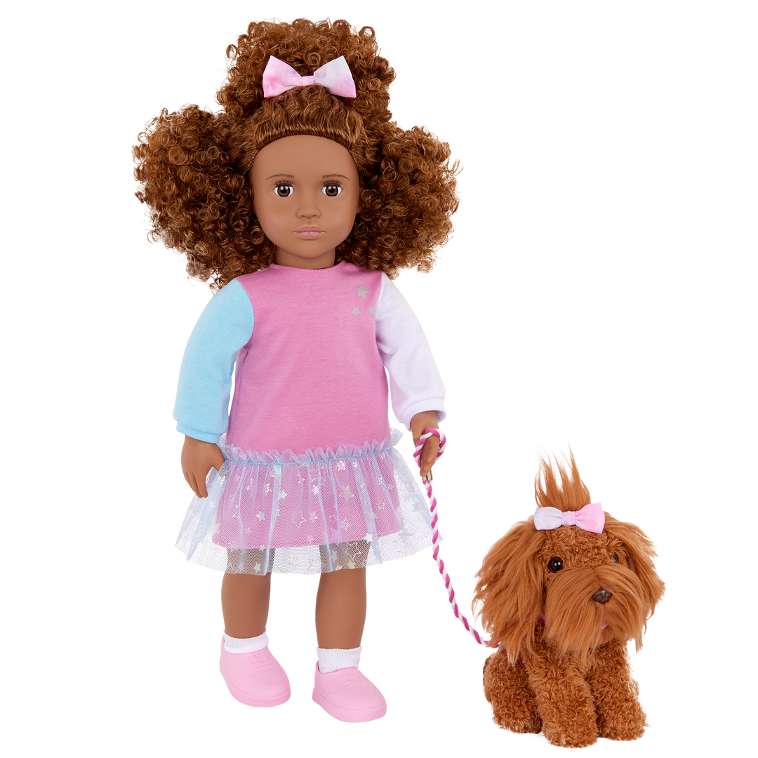 Safie & Ginger - 46cm Doll with Brown Hair & Eyes - 15cm Puppy with Brown Fur - Toys & Gifts for Kids - Our Generation UK