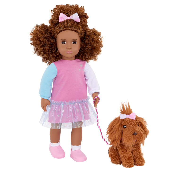 Safie & Ginger - 46cm Doll with Brown Hair & Eyes - 15cm Puppy with Brown Fur - Toys & Gifts for Kids - Our Generation UK