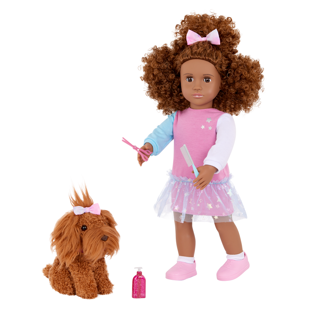 Safie & Ginger - 46cm Doll with Brown Hair & Eyes - 15cm Puppy with Brown Fur - Toys & Gifts for Kids - Our Generation UK