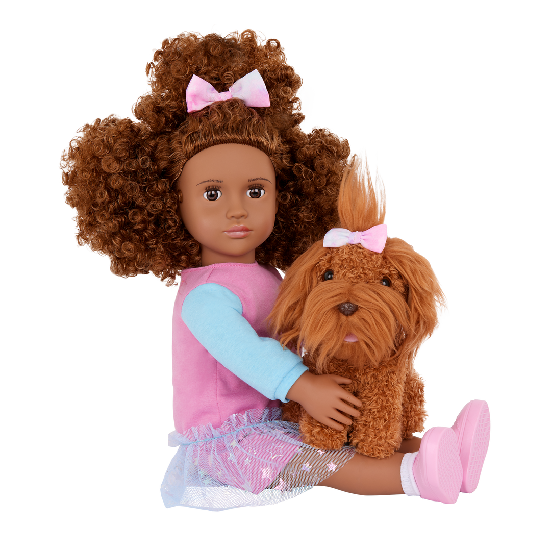 Safie & Ginger - 46cm Doll with Brown Hair & Eyes - 15cm Puppy with Brown Fur - Toys & Gifts for Kids - Our Generation UK