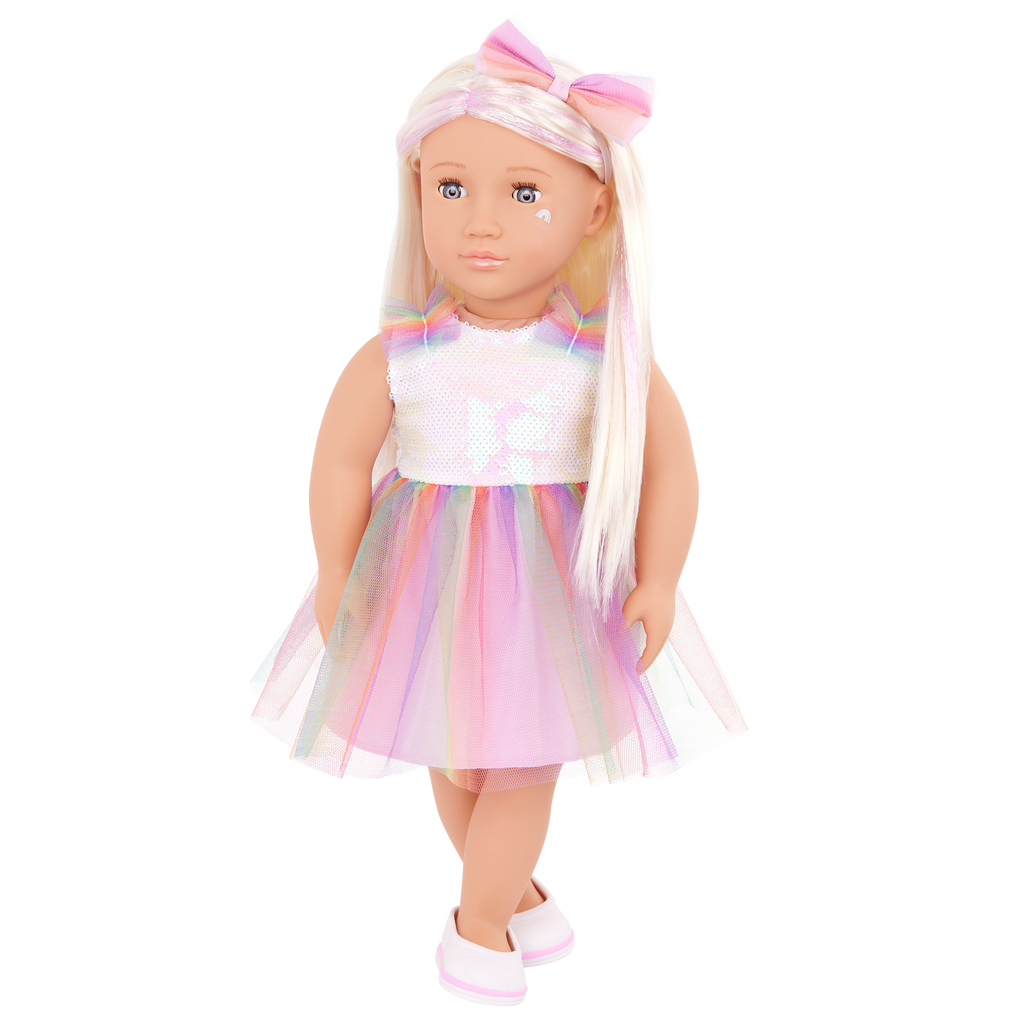 Iris - 46cm Fashion Doll with Rainbow Dress - Blonde Hair & Grey Eyes - Toys for Ages 3 to 12 Years - Our Generation