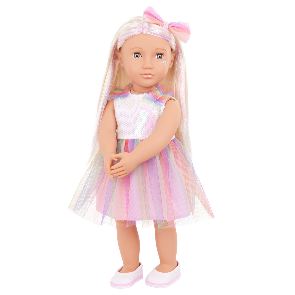 Iris - 46cm Fashion Doll with Rainbow Dress - Blonde Hair & Grey Eyes - Toys for Ages 3 to 12 Years - Our Generation