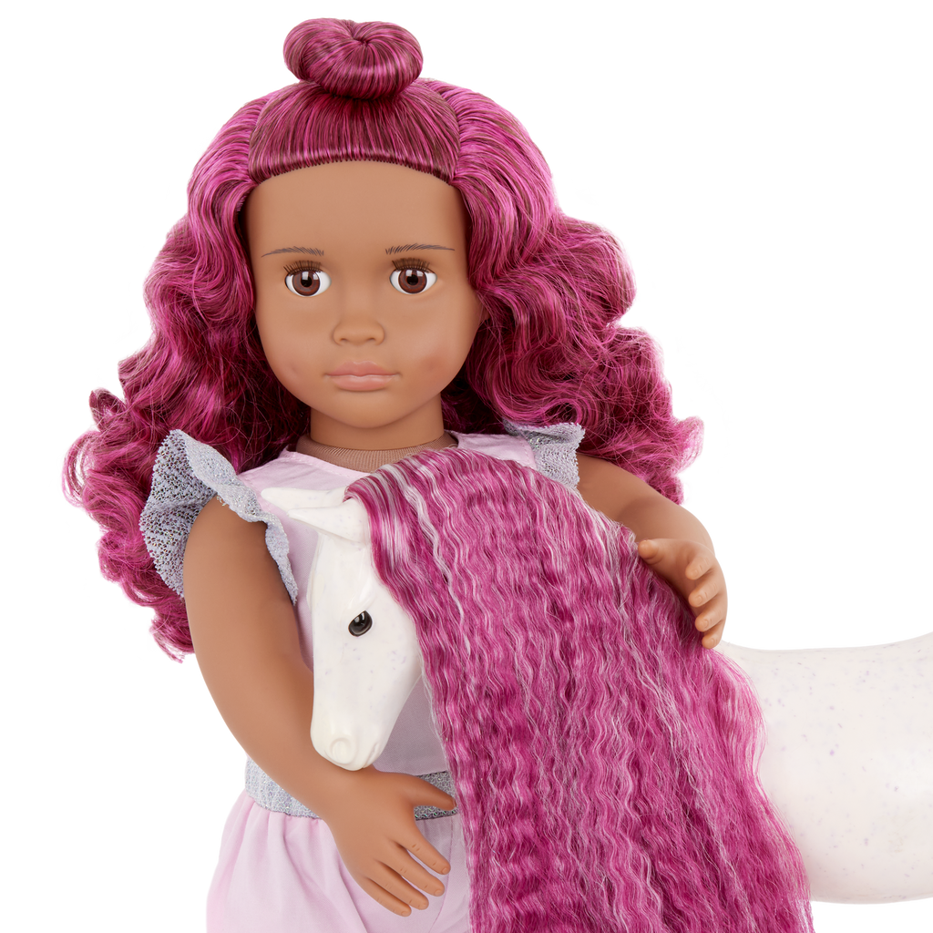 Estra & Delta - 46cm Doll & 20cm Foal - Doll with Purple Hair - Doll & Pet - Our Generation