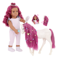 Estra & Delta - 46cm Doll & 20cm Foal - Doll with Purple Hair - Doll & Pet - Our Generation