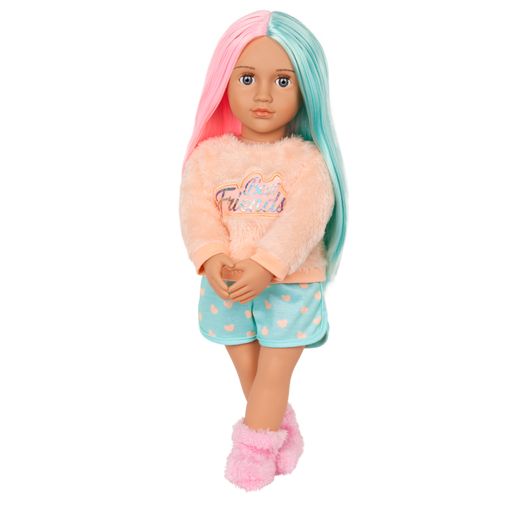 Lumi - 46cm Sleepover Doll - OG Doll with Pink & Green Hair - Toys & Gifts for Kids - Our Generation UK