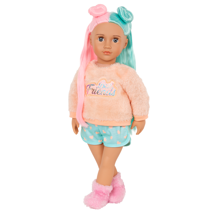 Lumi - 46cm Sleepover Doll - OG Doll with Pink & Green Hair - Toys & Gifts for Kids - Our Generation UK