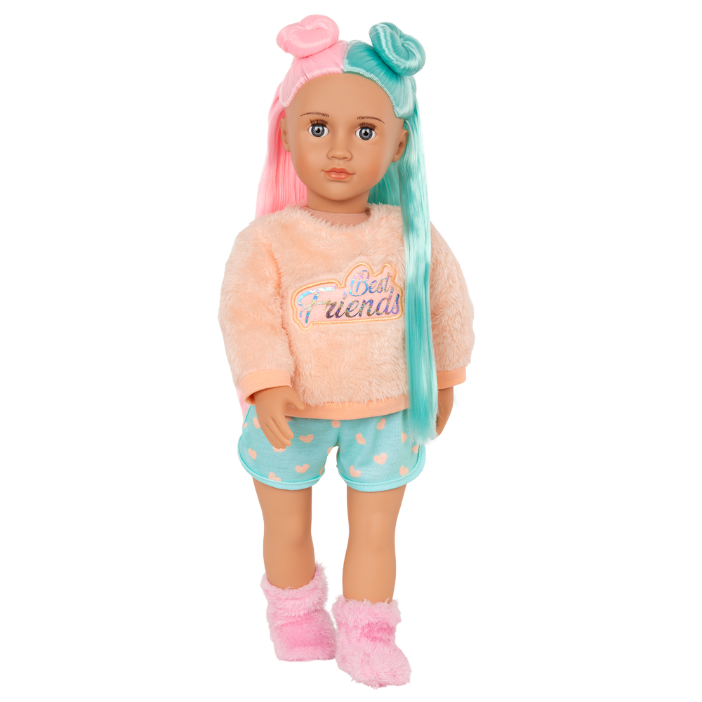 Lumi - 46cm Sleepover Doll - OG Doll with Pink & Green Hair - Toys & Gifts for Kids - Our Generation UK
