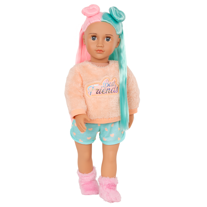 Lumi - 46cm Sleepover Doll - OG Doll with Pink & Green Hair - Toys & Gifts for Kids - Our Generation UK