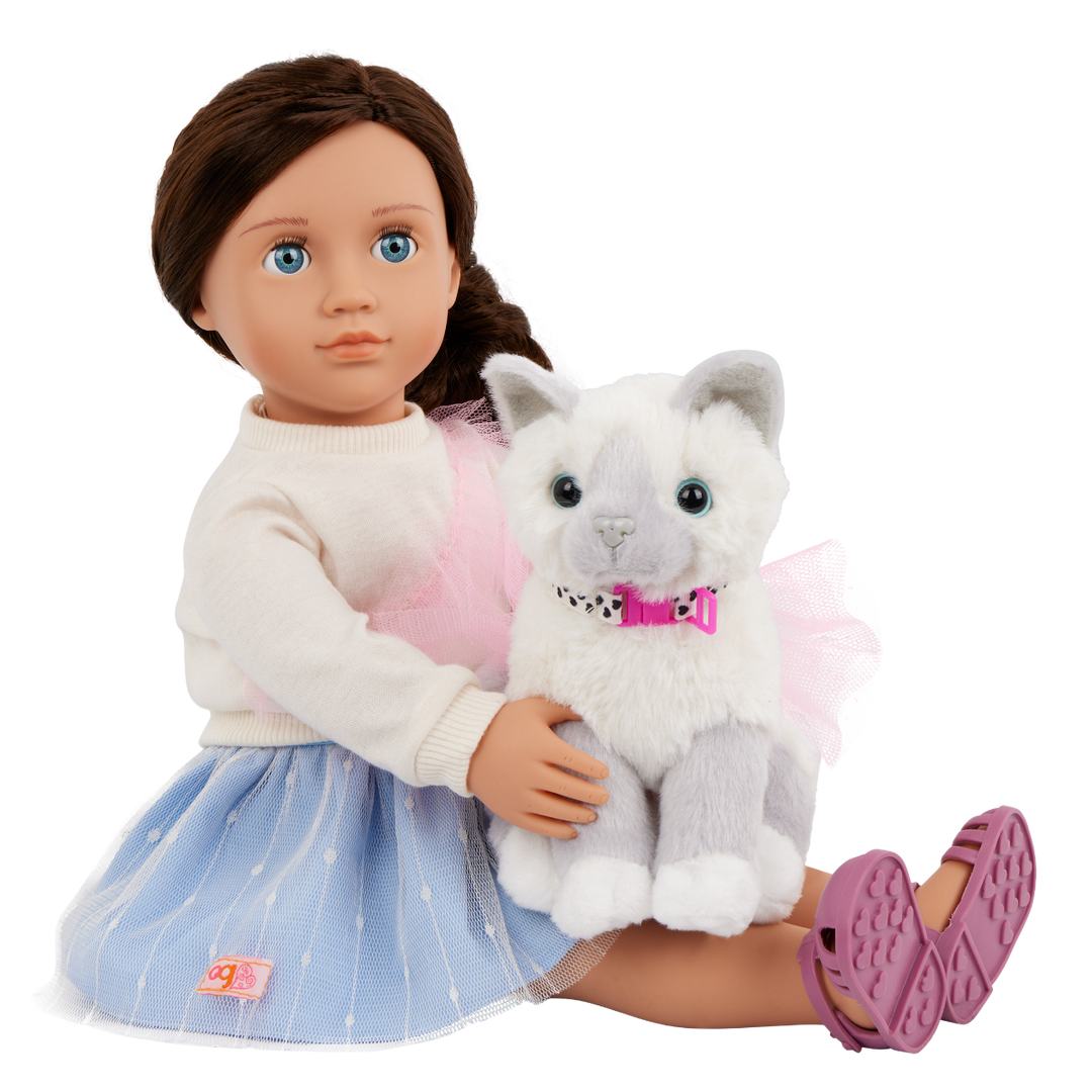 Mindy & Pepper - 46cm Doll & Pet Kitten - OG Doll with Blue Eyes & Brown Hair - Pet Accessories - Gifts for Kids - 3 Years + Our Generation