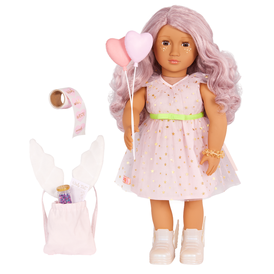 Wishes - Our Generation Birthday Doll - Doll with Party Accessories - OG Doll with Pink Hair & Brown Eyes - Gift Ideas for Kids - Toys for 3 Years + - Our Generation 