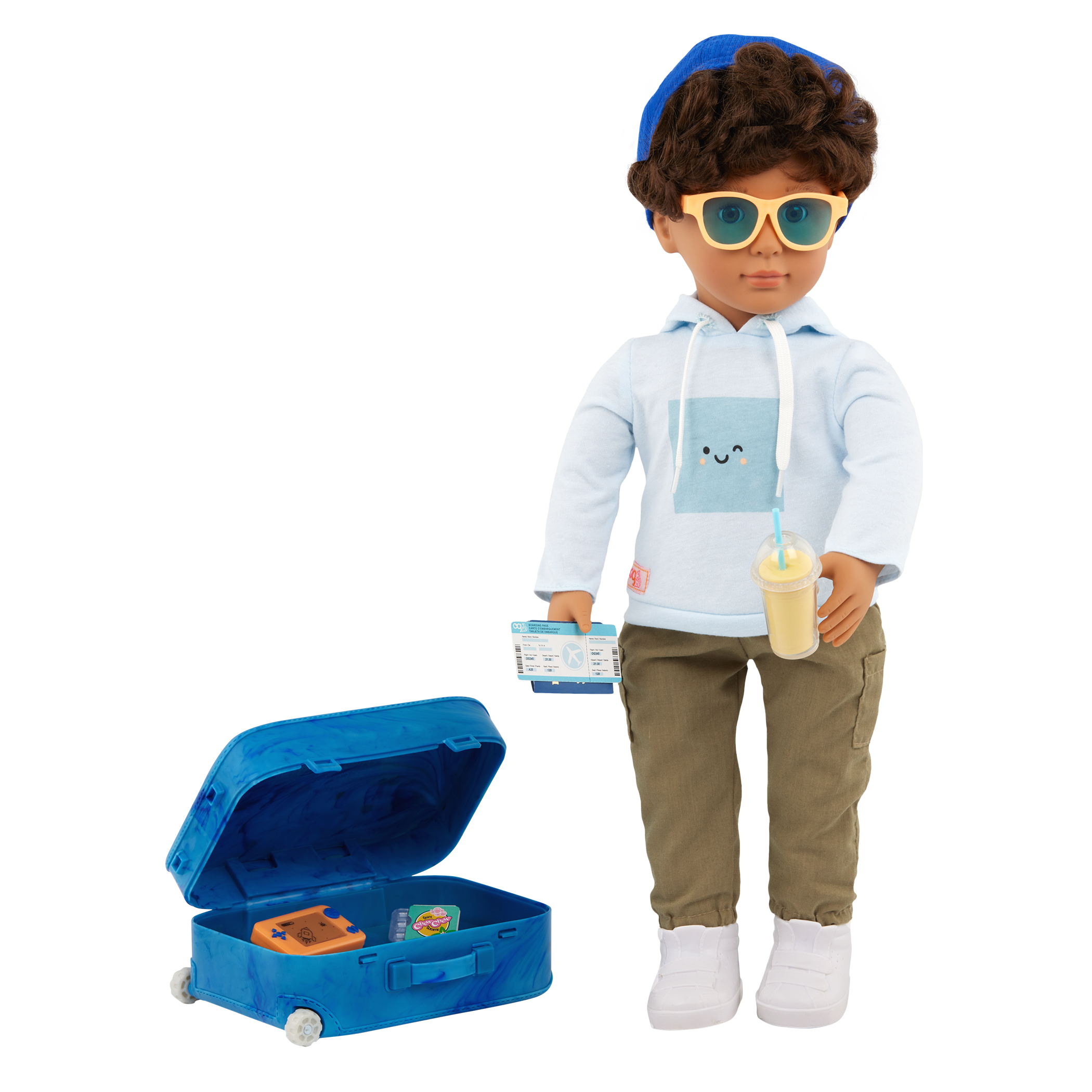 Milo - 46cm Boy Doll - Travel Doll with Blue Suitcase & Accesories- Boy Doll with Brown Hair & Eyes - Toys & Gifts for Kids - Our Generation
