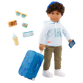 Milo - 46cm Boy Doll - Travel Doll with Blue Suitcase & Accesories- Boy Doll with Brown Hair & Eyes - Toys & Gifts for Kids - Our Generation