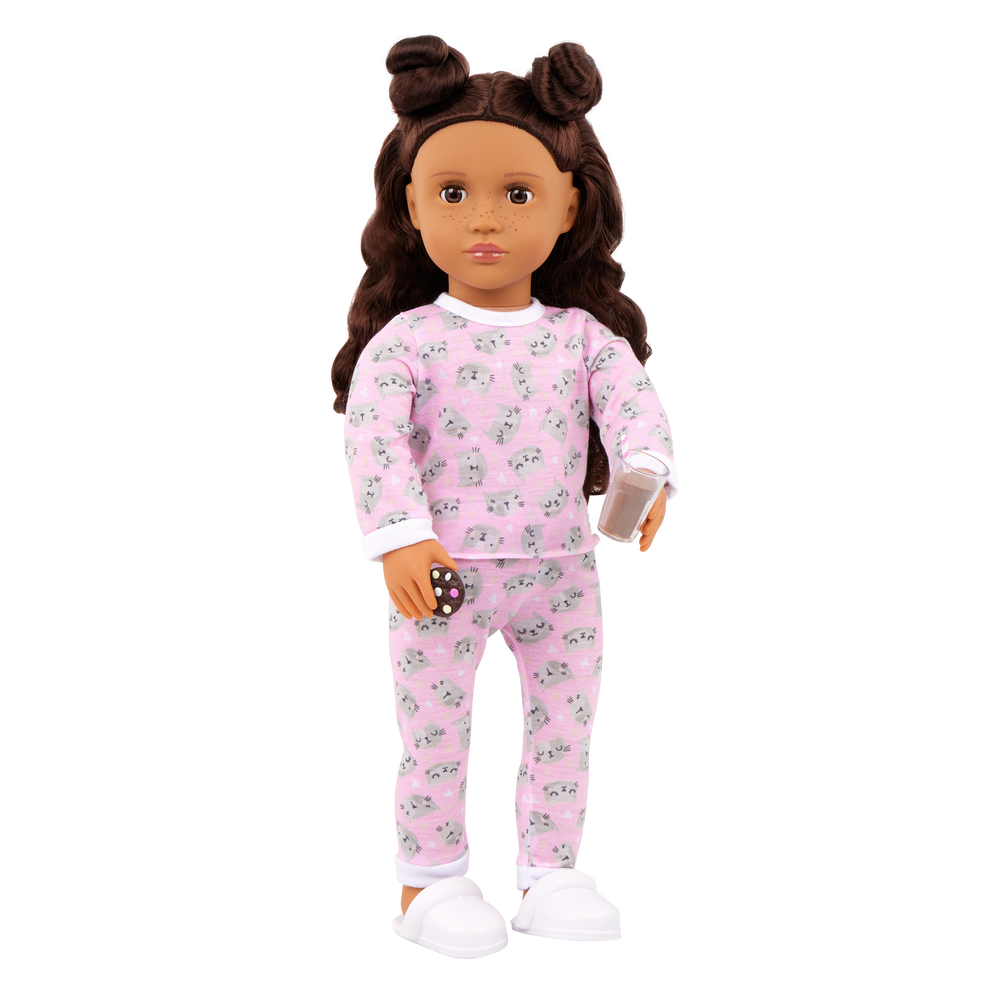 Larissa - 46cm Sleepover Doll - OG Doll with Brown Hair, Eyes & Freckles - Doll with Sleepover Accessories - Toys & Gifts for Kids - Our Generation