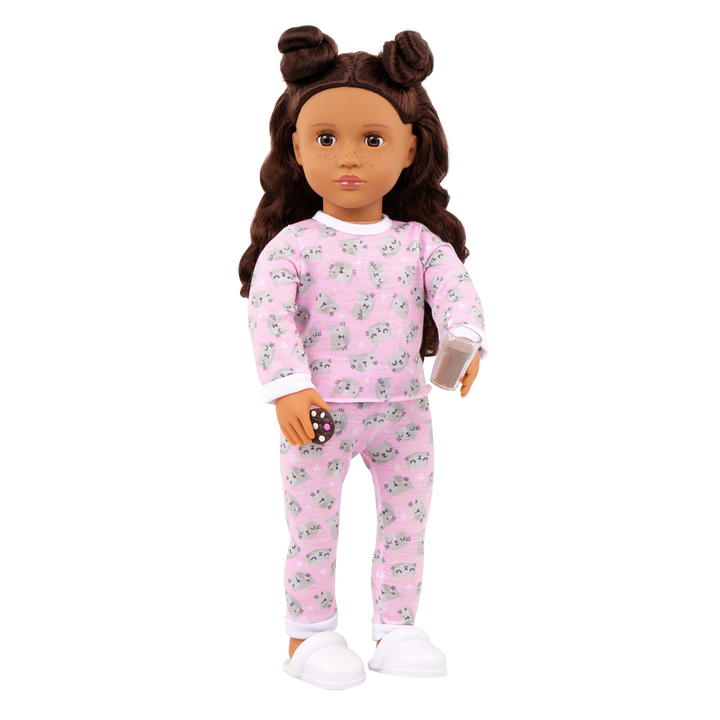 Larissa - 46cm Sleepover Doll - OG Doll with Brown Hair, Eyes & Freckles - Doll with Sleepover Accessories - Toys & Gifts for Kids - Our Generation