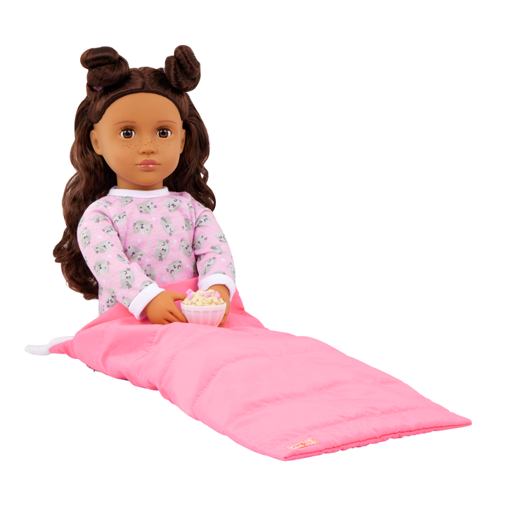 Larissa - 46cm Sleepover Doll - OG Doll with Brown Hair, Eyes & Freckles - Doll with Sleepover Accessories - Toys & Gifts for Kids - Our Generation