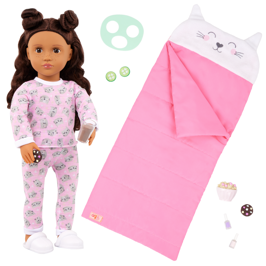 Larissa - 46cm Sleepover Doll - OG Doll with Brown Hair, Eyes & Freckles - Doll with Sleepover Accessories - Toys & Gifts for Kids - Our Generation