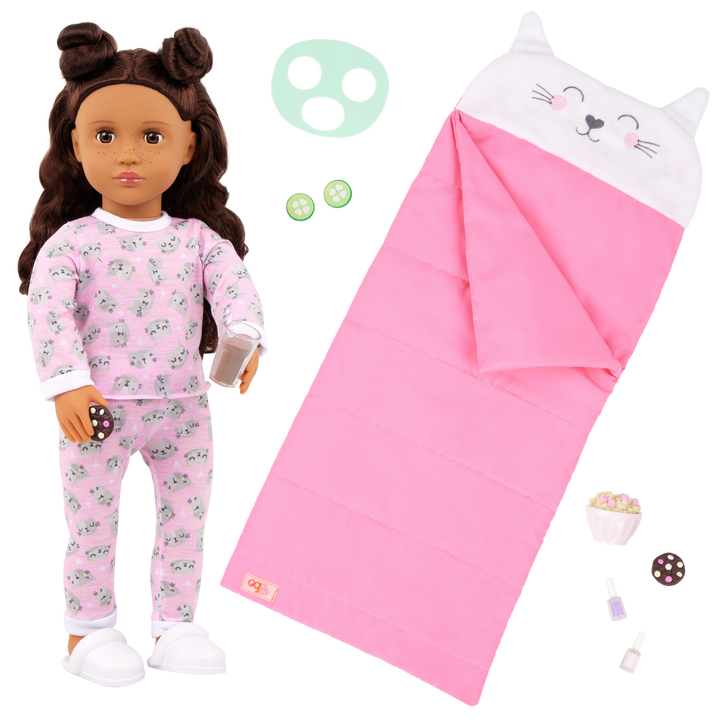Larissa - 46cm Sleepover Doll - OG Doll with Brown Hair, Eyes & Freckles - Doll with Sleepover Accessories - Toys & Gifts for Kids - Our Generation