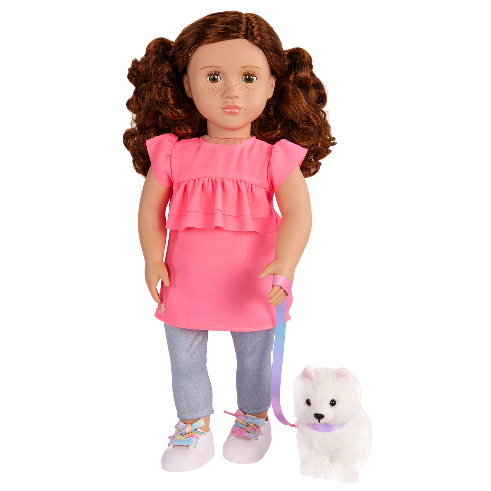 Becca & Pearl - 46cm OG Doll & Pet - Doll & Pet Puppy - Doll with Brown Hair, Hazel Eyes & Freckles - Gifts for Kids Ages 3 Years + - Our Generation UK