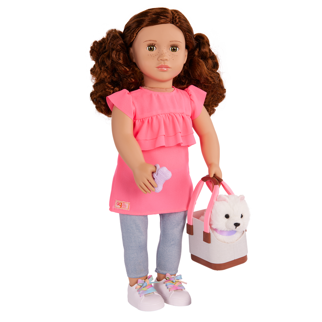 Becca & Pearl - 46cm OG Doll & Pet - Doll & Pet Puppy - Doll with Brown Hair, Hazel Eyes & Freckles - Gifts for Kids Ages 3 Years + - Our Generation UK